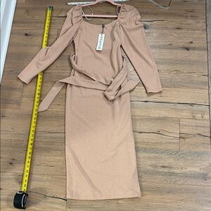 MINKPINK  Puff Sleeve Dress Dusty Pink Midi Dress Holiday Party Dress #111